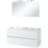 Meuble Ice duo miroir avec éclairage 120cm coloris blanc brillant