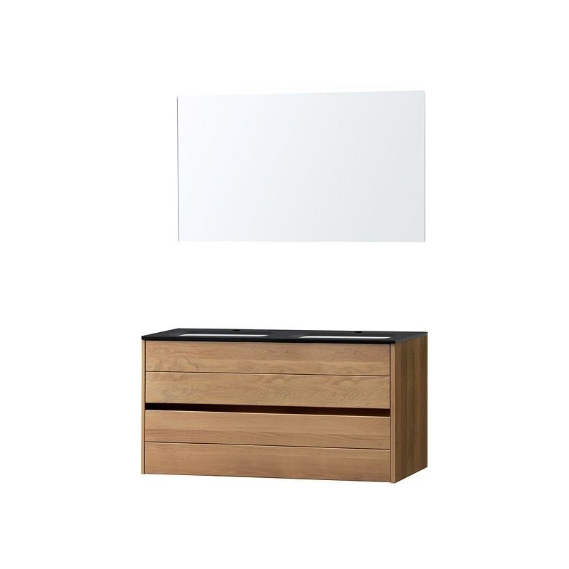 Meuble Molto 120 bleue belge avec miroir coloris chêne massif