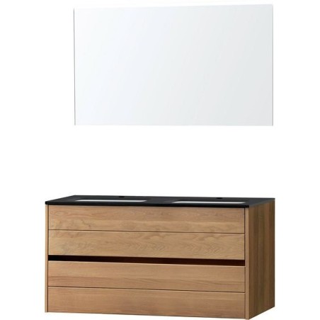 Meuble Molto 120 bleue belge avec miroir coloris chêne massif