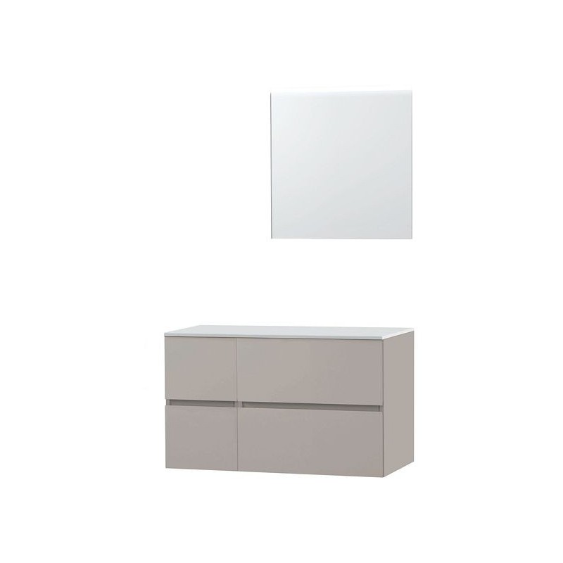 Meuble Molto 105 pour lavabo à poser solid avec miroir coloris poudre gris
