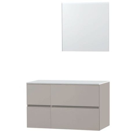 Meuble Molto 105 pour lavabo à poser solid avec miroir coloris poudre gris