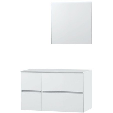 Meuble Molto 105 pour lavabo à poser solid avec miroir 70 coloris poudre blanc