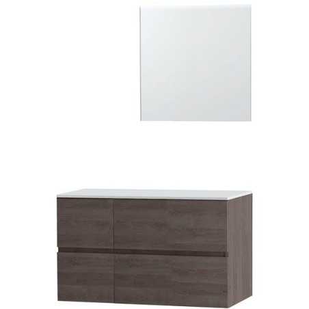 Meuble Molto 105 pour lavabo à poser solid avec miroir 70 coloris chêne gris
