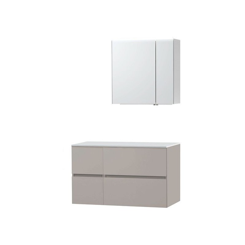 Meuble Molto 105 pour lavabo à poser solid avec armoire de toilette 70 coloris poudre gris