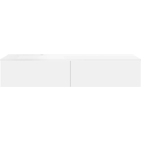 Sous meuble Coffee 2 tiroirs 160 blanc mat + lavabo gauche blanc