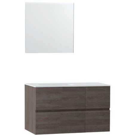 Meuble Molto 105 lavabo gauche solid avec miroir 70 coloris chêne gris