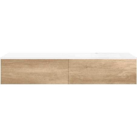 Sous meuble Coffee 2 tiroirs 160 chêne décor cachmire + lavabo droite blanc