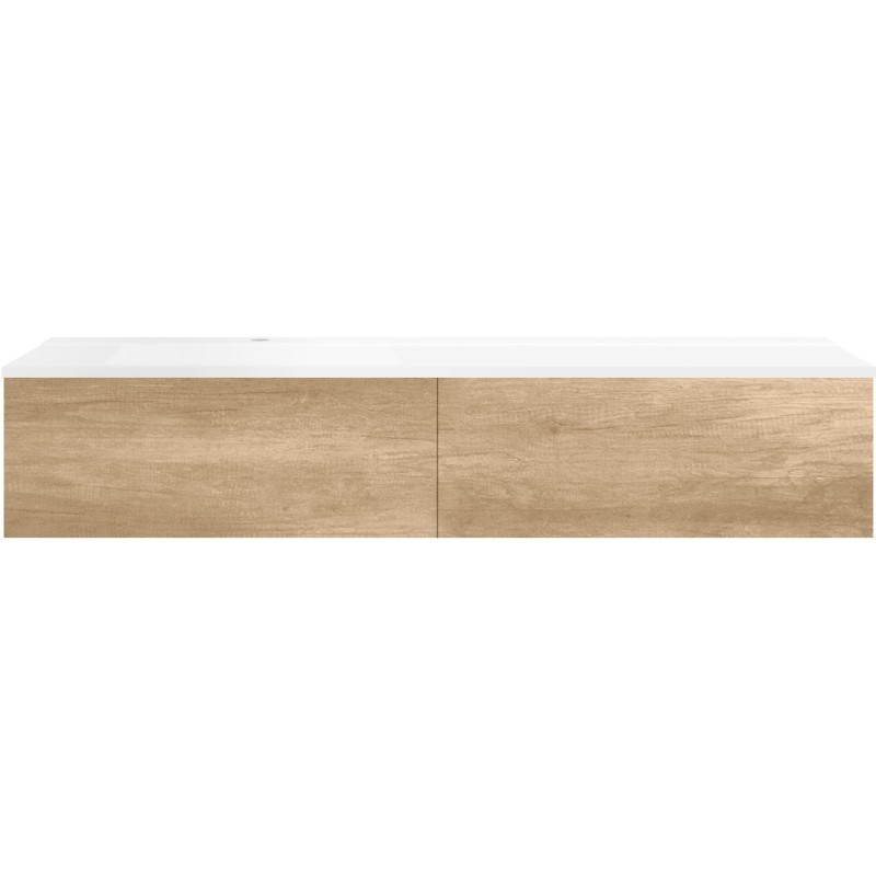 Sous meuble Coffee 2 tiroirs 160 chêne décor cachmire + lavabo gauche blanc