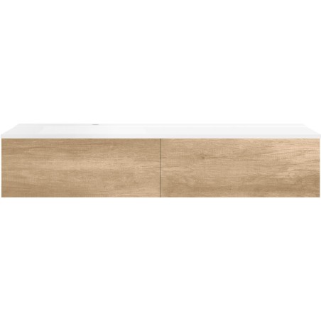 Sous meuble Coffee 2 tiroirs 160 chêne décor cachmire + lavabo gauche blanc mat