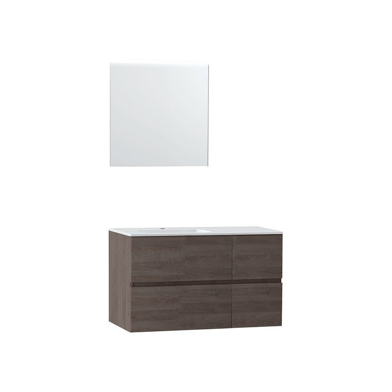 Meuble Molto 105 lavabo gauche marbre synthétique avec miroir 70 coloris chêne gris