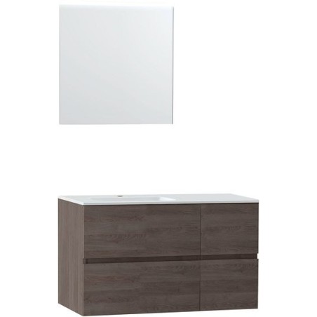 Meuble Molto 105 lavabo gauche marbre synthétique avec miroir 70 coloris chêne gris