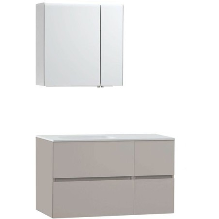 Meuble Molto 105 gauche solid avec armoire de toilette 70 coloris poudre gris