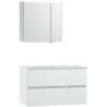 Meuble Molto 105 gauche solid avec armoire de toilette 70 coloris poudre blanc