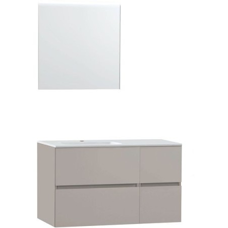 Meuble Molto 105 gauche marbre synthétique avec miroir 70 coloris poudre gris