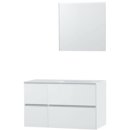 Meuble Molto 105 droite solid avec miroir 70 coloris poudre blanc