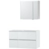 Meuble Molto 105 droite solid avec armoire de toilette 70 coloris poudre blanc