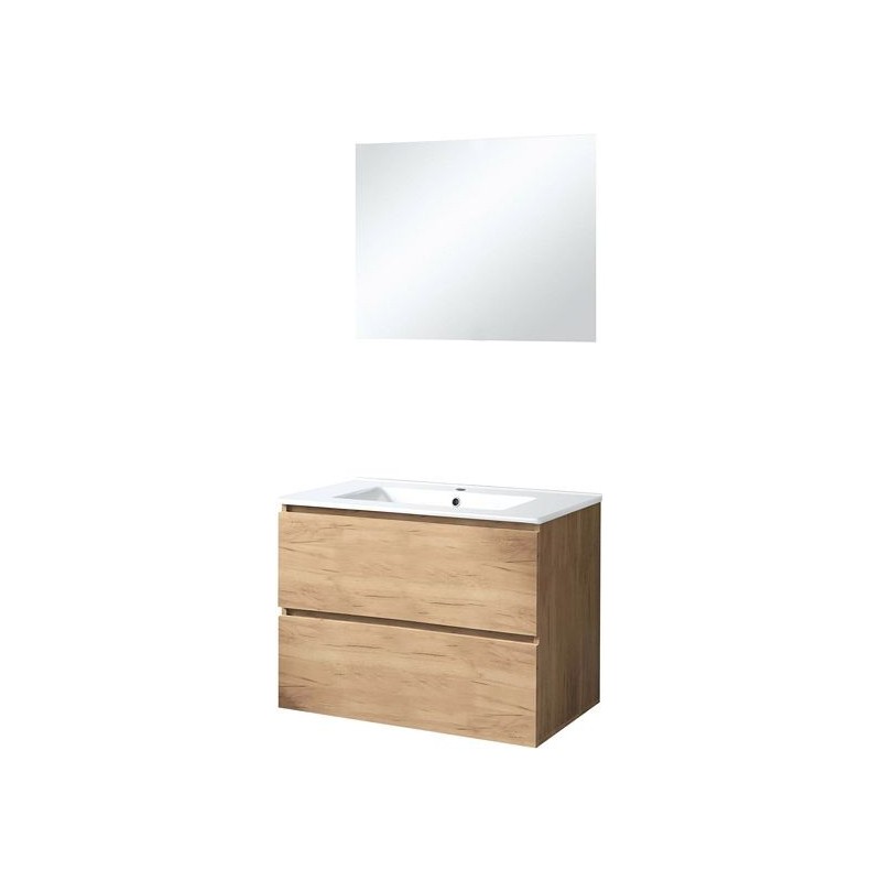 Meuble Ice duo miroir sans éclairage 80cm coloris chêne gris