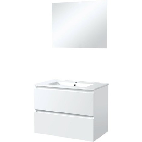 Meuble Ice duo miroir sans éclairage 80cm coloris blanc brillant