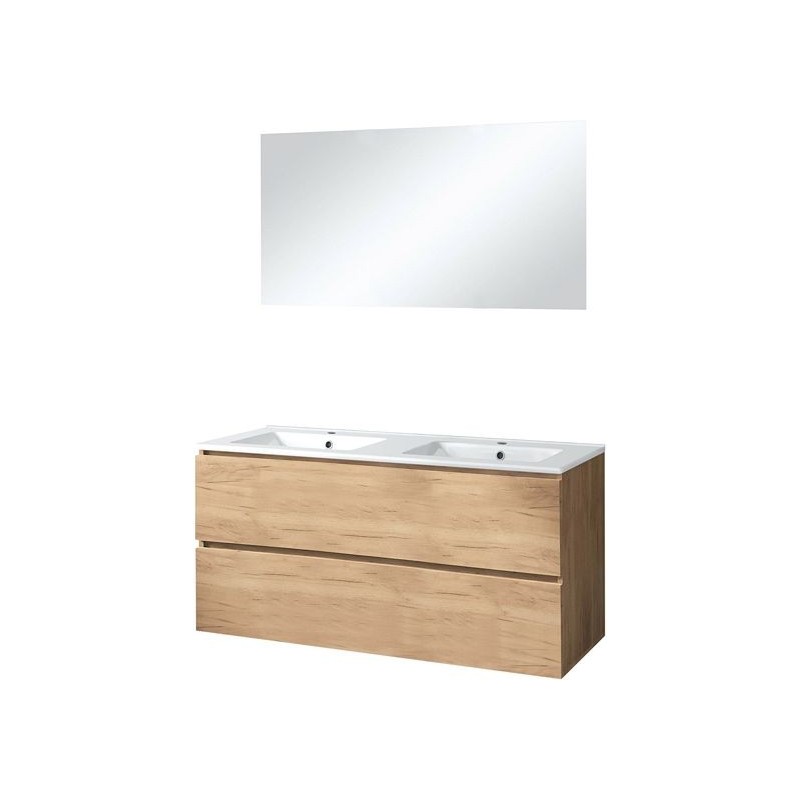 Meuble Ice duo miroir sans éclairage 120cm coloris chêne gris