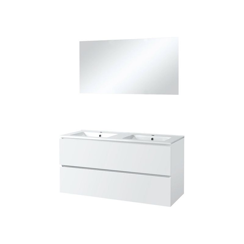 Meuble Ice duo miroir sans éclairage 120cm coloris blanc brillant