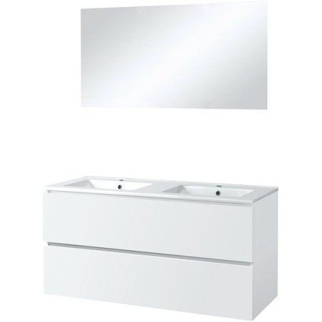 Meuble Ice duo miroir sans éclairage 120cm coloris blanc brillant