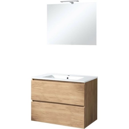 Meuble Ice duo miroir avec éclairage 80cm coloris chêne gris