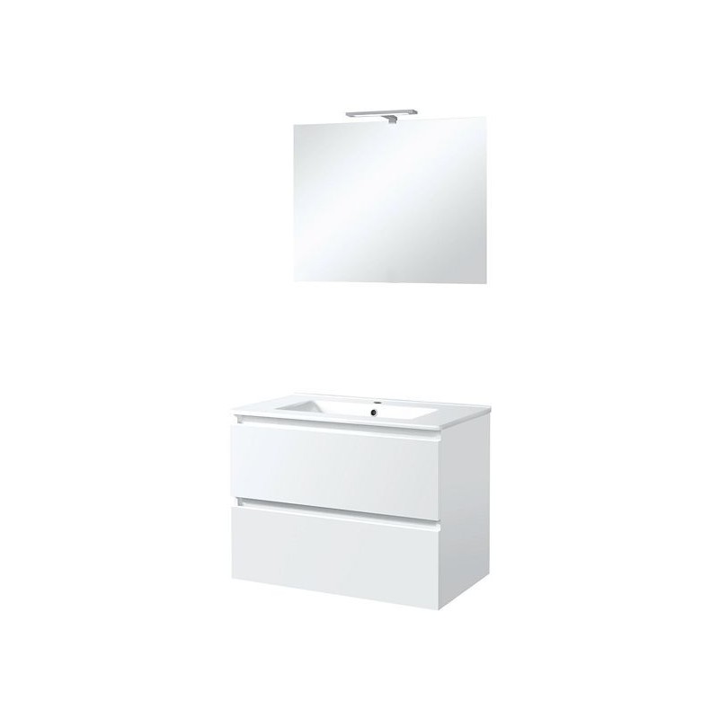 Meuble Ice duo miroir avec éclairage 80cm coloris blanc brillant