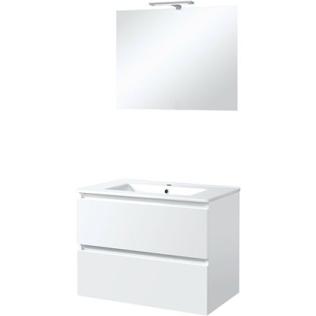 Meuble Ice duo miroir avec éclairage 80cm coloris blanc brillant