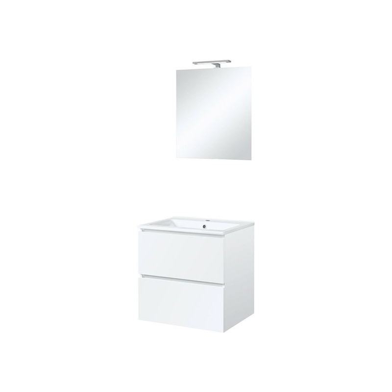 Meuble Ice duo miroir avec éclairage 60cm coloris blanc brillant