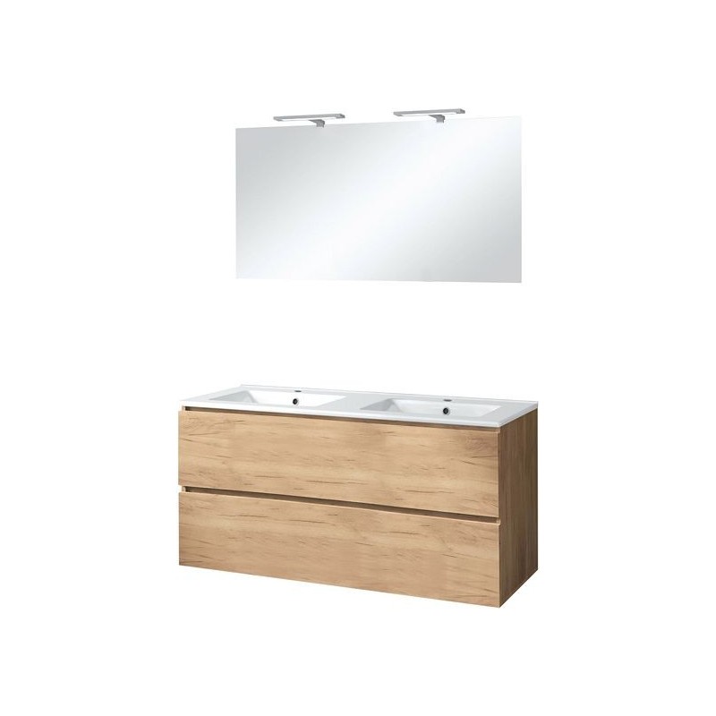 Meuble Ice duo miroir avec éclairage 120cm coloris chêne gris