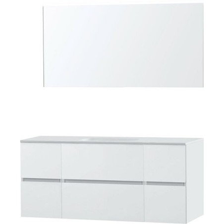 Meuble Molto 140 1 lavabo solid avec miroir coloris poudre blanc