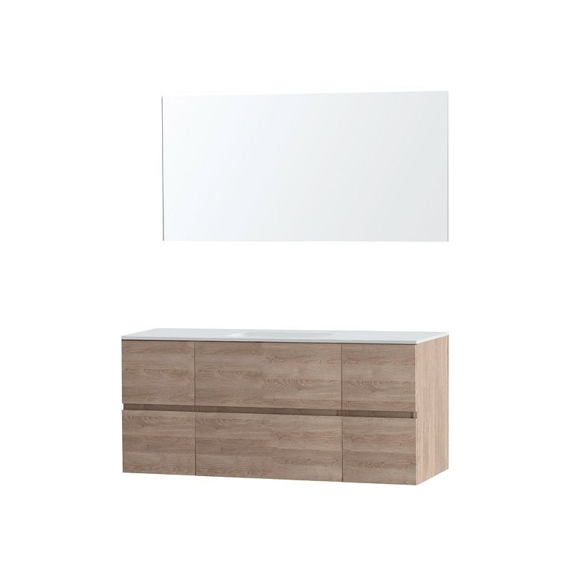 Meuble Molto 140 1 lavabo solid avec miroir coloris chêne naturel