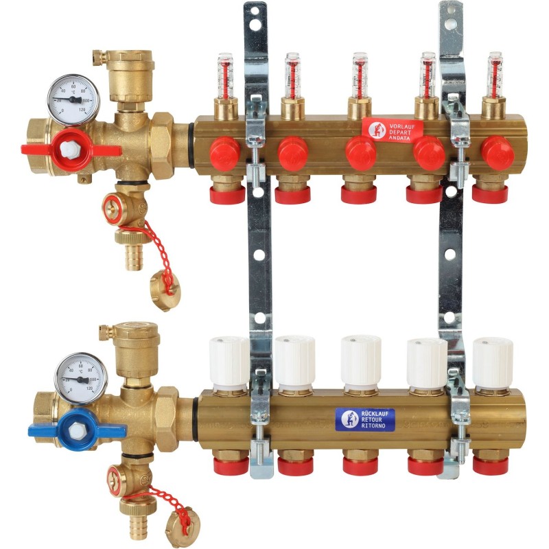 Giacomini set collecteur + mesurage débit chauffage sol  4/4"-4x18AA