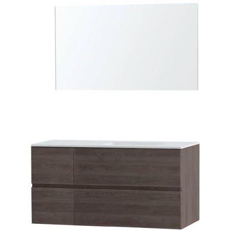 Meuble Molto 125 recht solid avec miroir coloris chêne gris