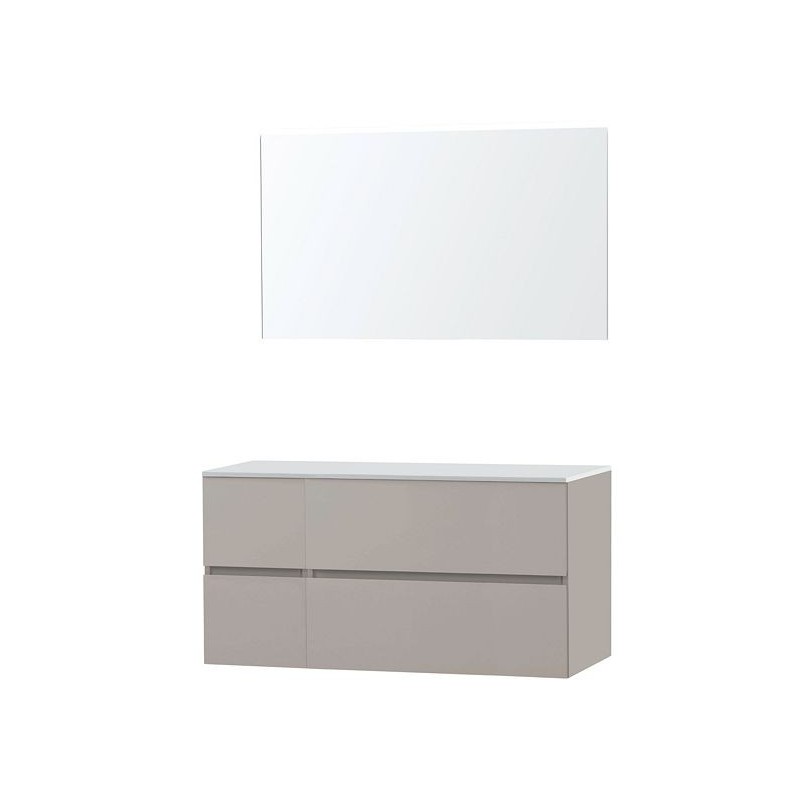 Meuble Molto 125 pour lavabo à poser solid avec miroir coloris poudre gris