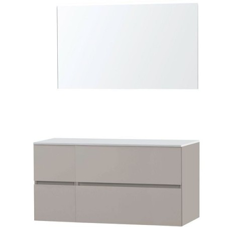 Meuble Molto 125 pour lavabo à poser solid avec miroir coloris poudre gris
