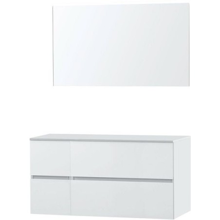 Meuble Molto 125 pour lavabo à poser solid avec miroir coloris poudre blanc