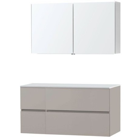 Meuble Molto 125 pour lavabo à poser solid avec armoire de toilette coloris poudre gris