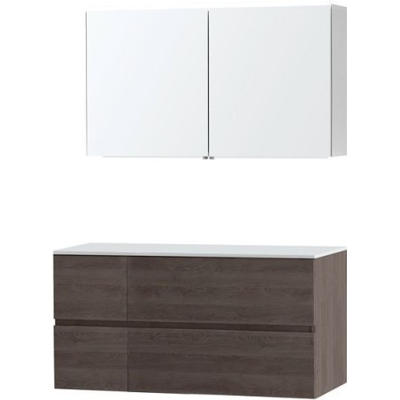 Meuble Molto 125 pour lavabo à poser solid avec armoire de toilette coloris chêne gris
