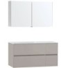 Meuble Molto 125 gauche solid avec armoire de toilette coloris poudre gris