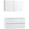 Meuble Molto 125 gauche solid avec armoire de toilette coloris poudre blanc