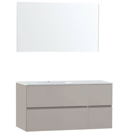 Meuble Molto 125 gauche marbre synthétique avec miroir coloris poudre gris