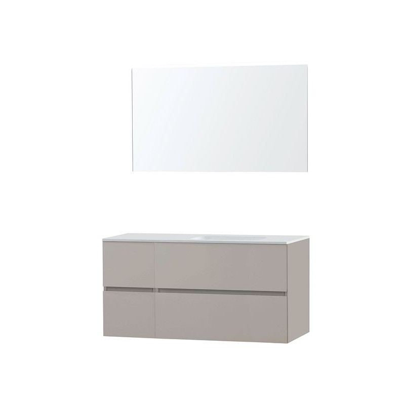 Meuble Molto 125 droite solidavec miroir coloris poudre gris