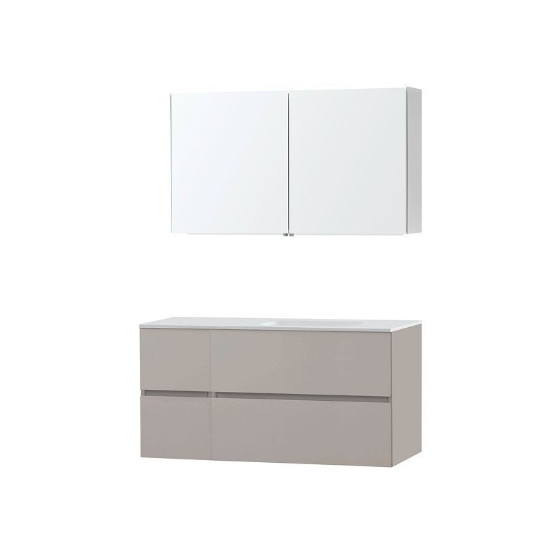 Meuble Molto 125 droite solidavec armoire de toilette coloris poudre gris