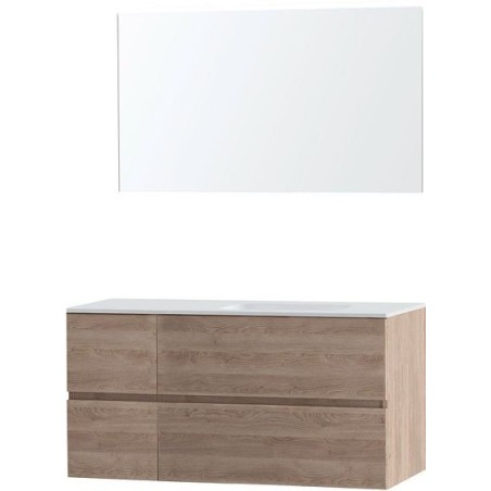 Meuble Molto 125 droite solid avec miroir coloris chêne naturel