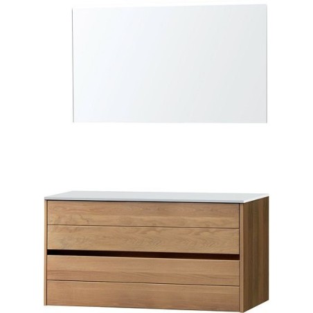 Meuble Molto 120 pour lavabo à poser solid avec miroir coloris chêne massif