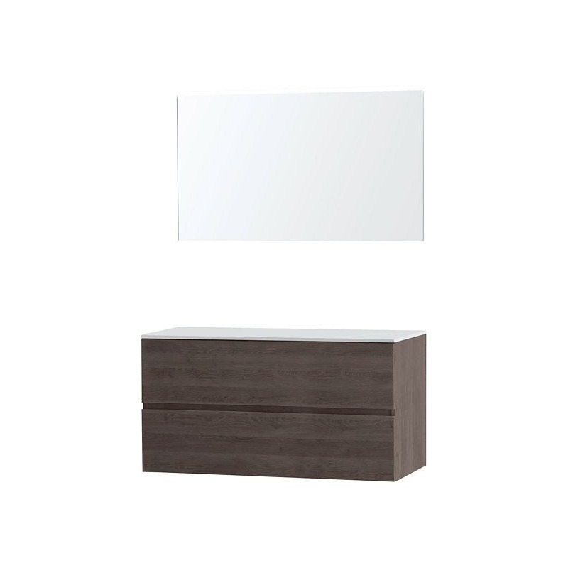 Meuble Molto 120 pour lavabo à poser solid avec miroir coloris chêne gris