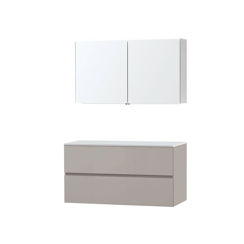 Meuble Molto 120 pour lavabo à poser solid avec armoire de toilette coloris poudre gris