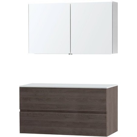 Meuble Molto 120 pour lavabo à poser solid avec armoire de toilette coloris chêne gris