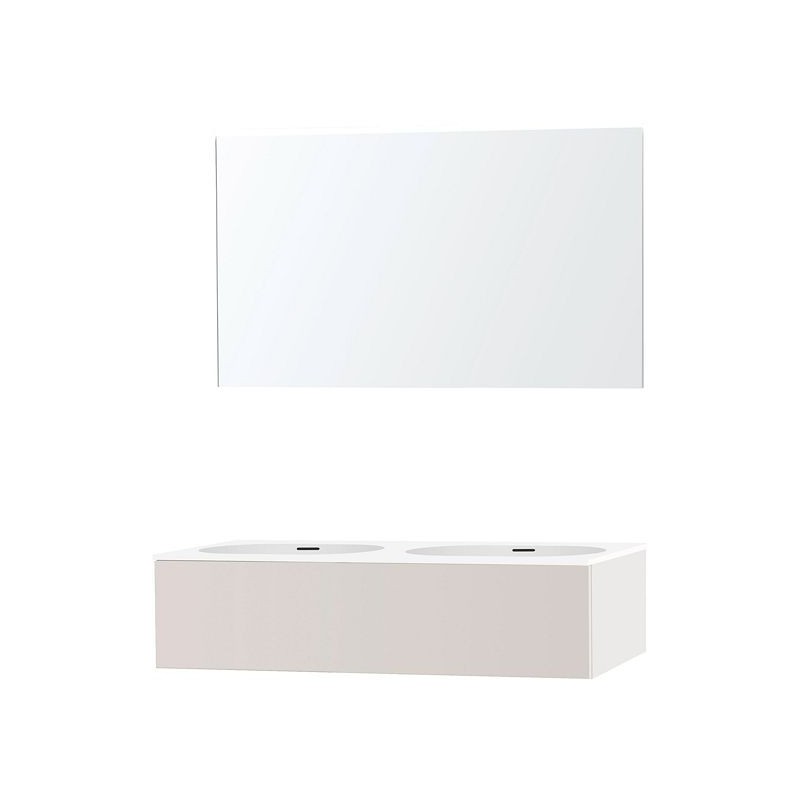 Meuble puro duo beige satin 120 1 tiroir xonyx miroir